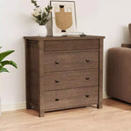 Fluted 3-Drawer Dresser & Nightstand, Wooden Chest with Storage for Bedroom, Living Room, Hallway or Entryway