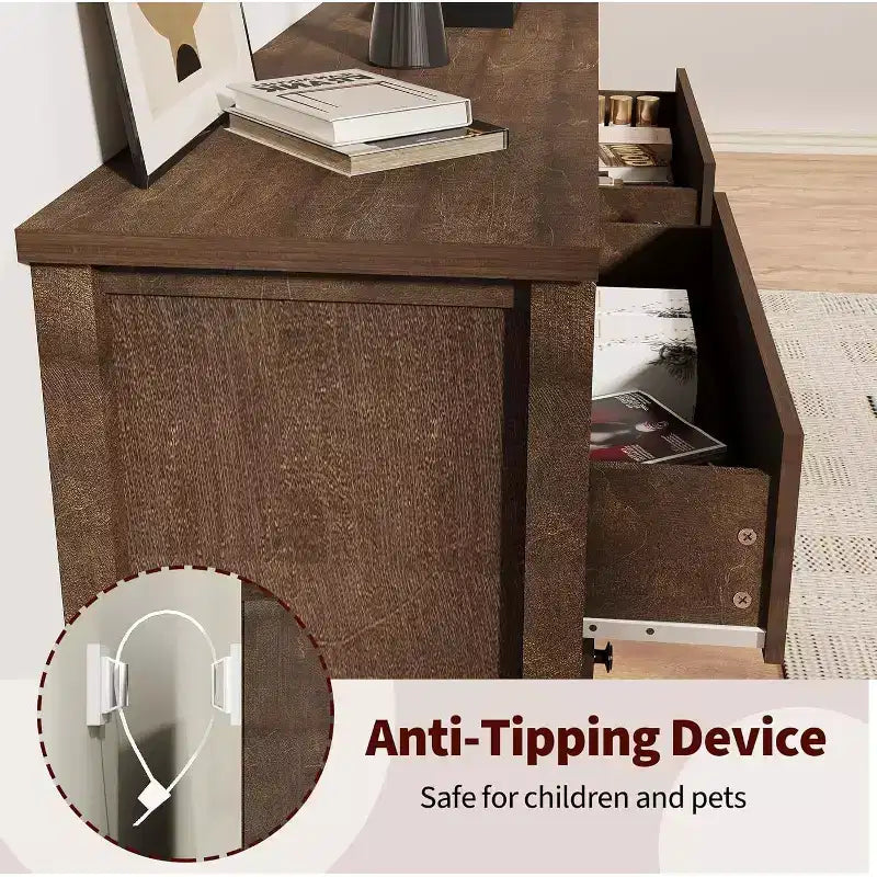 Fluted 3-Drawer Dresser & Nightstand, Wooden Chest with Storage for Bedroom, Living Room, Hallway or Entryway