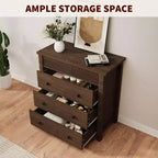 Fluted 3-Drawer Dresser & Nightstand, Wooden Chest with Storage for Bedroom, Living Room, Hallway or Entryway