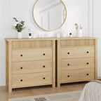 Fluted 3-Drawer Dresser & Nightstand, Wooden Chest with Storage for Bedroom, Living Room, Hallway or Entryway