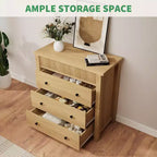 Fluted 3-Drawer Dresser & Nightstand, Wooden Chest with Storage for Bedroom, Living Room, Hallway or Entryway
