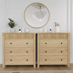 Fluted 3-Drawer Dresser & Nightstand, Wooden Chest with Storage for Bedroom, Living Room, Hallway or Entryway