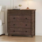Fluted 3-Drawer Dresser & Nightstand, Wooden Chest with Storage for Bedroom, Living Room, Hallway or Entryway