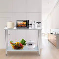Stainless Steel Table 48x24, Heavy Duty Metal Commercial Prep Table with Storage Racks and Back Panel for Restaurant Kitchens, Home Hotel, Food Prep