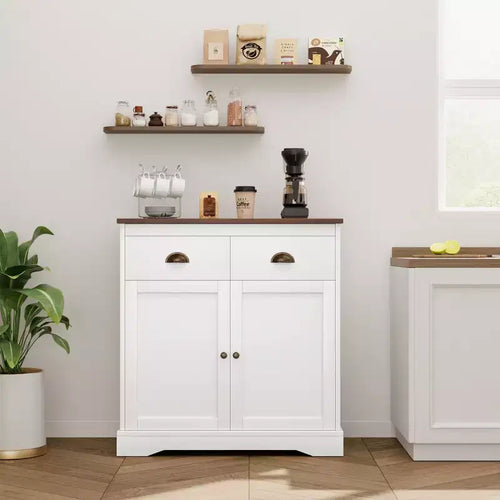 2 Doors and 2 Drawers Kitchen Cabinet ,for Kitchen, Dining Room, Living Room,