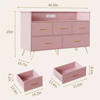 COZONY 5-Drawer Wood Dresser with Display Shelf, Modern Storage Cabinet for Bedroom Living Room Entryway