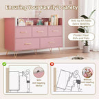 COZONY 5-Drawer Wood Dresser with Display Shelf, Modern Storage Cabinet for Bedroom Living Room Entryway