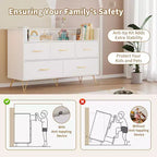 COZONY 5-Drawer Wood Dresser with Display Shelf, Modern Storage Cabinet for Bedroom Living Room Entryway