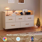 COZONY 5-Drawer Wood Dresser with Display Shelf, Modern Storage Cabinet for Bedroom Living Room Entryway