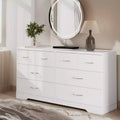 Heynemo Large 8 Drawer Dresser for Bedroom, 55 Wide Modern Chest of Drawers, Dresser TV Stand with Metal Handle, Wood Drawer Organizer, White