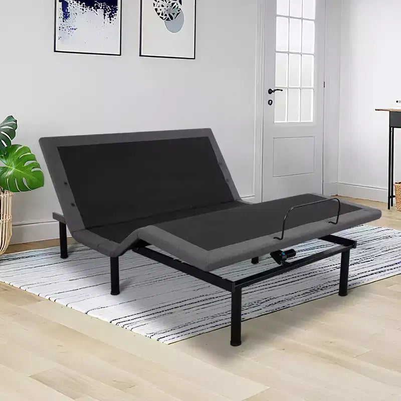 Adjustable Bed Frame with Massage Function - Electric Bed Base, LED Under-Bed Night Light, Zero-./Anti-Snoring/Memory Presets