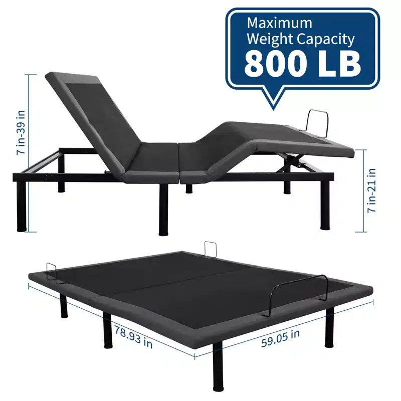 Adjustable Bed Frame with Massage Function - Electric Bed Base, LED Under-Bed Night Light, Zero-./Anti-Snoring/Memory Presets