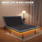 Adjustable Bed Frame with Massage Function - Electric Bed Base, LED Under-Bed Night Light, Zero-./Anti-Snoring/Memory Presets
