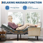 Adjustable Bed Frame with Massage Function - Electric Bed Base, LED Under-Bed Night Light, Zero-./Anti-Snoring/Memory Presets
