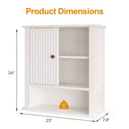 Heynemo Medicine Cabinet with Fluted Sliding Door, Bathroom Cabinet Wall Mounted with Adjustable Shelves, Over the Toilet Storage, TSCA & EPA, White