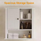 Heynemo Medicine Cabinet with Fluted Sliding Door, Bathroom Cabinet Wall Mounted with Adjustable Shelves, Over the Toilet Storage, TSCA & EPA, White