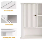 Heynemo Medicine Cabinet with Fluted Sliding Door, Bathroom Cabinet Wall Mounted with Adjustable Shelves, Over the Toilet Storage, TSCA & EPA, White