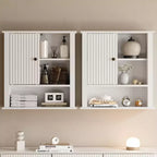 Heynemo Medicine Cabinet with Fluted Sliding Door, Bathroom Cabinet Wall Mounted with Adjustable Shelves, Over the Toilet Storage, TSCA & EPA, White