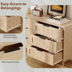 VINGIL 6 Drawer Rattan Dresser, Rattan Chest of Dressers, Modern Wooden Dresser Chest of Drawers
