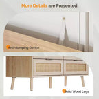 VINGIL 6 Drawer Rattan Dresser, Rattan Chest of Dressers, Modern Wooden Dresser Chest of Drawers