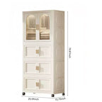 25.59 Side Wide Folding Wardrobe , 25.5915.7570.87 , with Magnetic Door, Plastic Storage Cabinet with Wheels