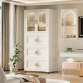 25.59 Side Wide Folding Wardrobe , 25.5915.7570.87 , with Magnetic Door, Plastic Storage Cabinet with Wheels