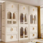 25.59 Side Wide Folding Wardrobe , 25.5915.7570.87 , with Magnetic Door, Plastic Storage Cabinet with Wheels