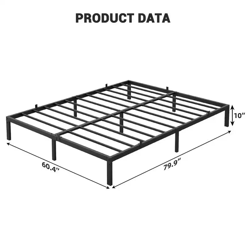 Heavy-duty bed frame with storage space, metal platform base with steel support bars, quiet, easy to assemble, no box spring required