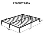 Heavy-duty bed frame with storage space, metal platform base with steel support bars, quiet, easy to assemble, no box spring required