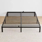Heavy-duty bed frame with storage space, metal platform base with steel support bars, quiet, easy to assemble, no box spring required