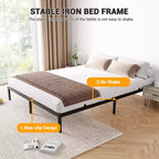 Heavy-duty bed frame with storage space, metal platform base with steel support bars, quiet, easy to assemble, no box spring required