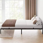 Heavy-duty bed frame with storage space, metal platform base with steel support bars, quiet, easy to assemble, no box spring required