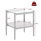 Okak Modern End Table with Tempered Glass Tabletop, Side Table with Bottom Shelf and Metal Frame, Couch Table for Living Room, Set of 2
