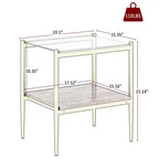 Okak Modern End Table with Tempered Glass Tabletop, Side Table with Bottom Shelf and Metal Frame, Couch Table for Living Room, Set of 2