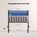 Karl Home Twin Full Queen King Size Headboard, Adjustable Upholstered Headboard with 2 Tier Shelves and Pegboard with Charging Stations and LED Lights