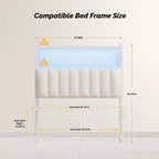 Karl Home Twin Full Queen King Size Headboard, Adjustable Upholstered Headboard with 2 Tier Shelves and Pegboard with Charging Stations and LED Lights