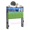 Karl Home Twin Full Queen King Size Headboard, Adjustable Upholstered Headboard with 2 Tier Shelves and Pegboard with Charging Stations and LED Lights