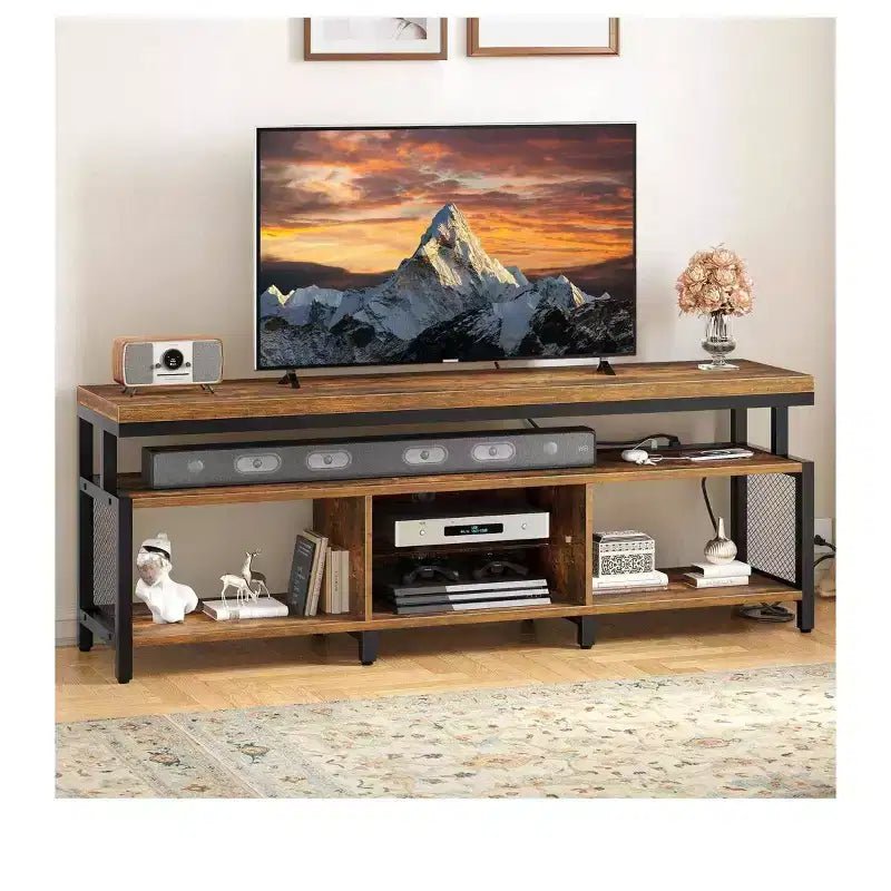 LED TV Stand With Power Outlets & Storage Shelves for 70/65/60 inch TVs, TV Entertainment Center Media Console For Living Room