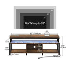 LED TV Stand With Power Outlets & Storage Shelves for 70/65/60 inch TVs, TV Entertainment Center Media Console For Living Room
