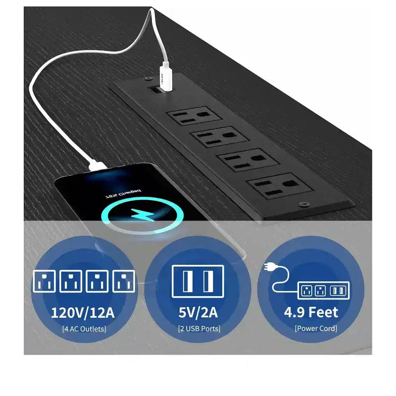 LED TV Stand With Power Outlets & Storage Shelves for 70/65/60 inch TVs, TV Entertainment Center Media Console For Living Room