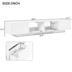 On-Trend TV Stand with Fluted Tempered Glass Doors for TVs Up to 95'', Functional Media Console with Arched Cabinet Doors