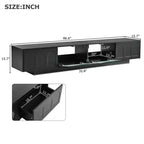 On-Trend TV Stand with Fluted Tempered Glass Doors for TVs Up to 95'', Functional Media Console with Arched Cabinet Doors