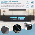 On-Trend TV Stand with Fluted Tempered Glass Doors for TVs Up to 95'', Functional Media Console with Arched Cabinet Doors