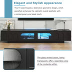 On-Trend TV Stand with Fluted Tempered Glass Doors for TVs Up to 95'', Functional Media Console with Arched Cabinet Doors
