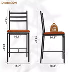 Bar Stools Set of 2, Counter Height Bar Stools Metal Dining Chairs with Straight-line Back Back and Thick Cushion PU Leather Dining Room Chairs