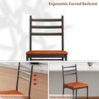 Bar Stools Set of 2, Counter Height Bar Stools Metal Dining Chairs with Straight-line Back Back and Thick Cushion PU Leather Dining Room Chairs