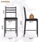 Bar Stools Set of 2, Counter Height Bar Stools Metal Dining Chairs with Straight-line Back Back and Thick Cushion PU Leather Dining Room Chairs