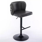 Set of 2 Modern Burgundy Swivel Bar Stools, Adjustable Height, Tufted Back