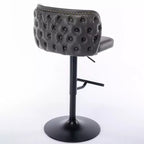 Set of 2 Modern Burgundy Swivel Bar Stools, Adjustable Height, Tufted Back