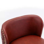 Set of 2 Modern Burgundy Swivel Bar Stools, Adjustable Height, Tufted Back